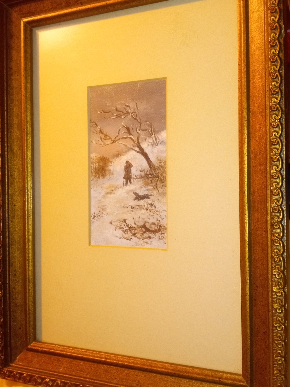 Framed Winter Landscape Print in Gold Frame